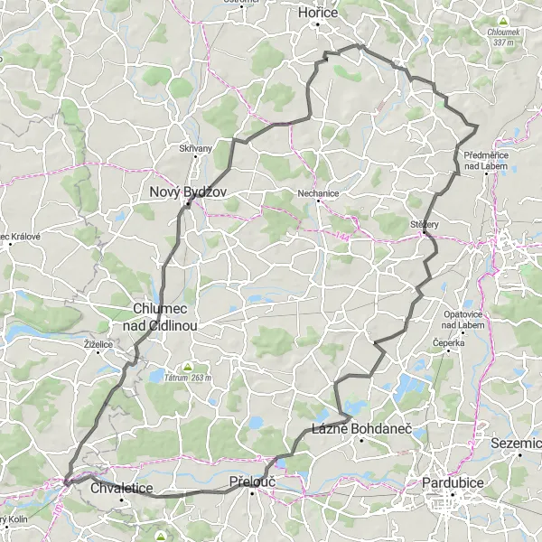 Map miniature of "Road Route to Skupice and Přelovice" cycling inspiration in Střední Čechy, Czech Republic. Generated by Tarmacs.app cycling route planner