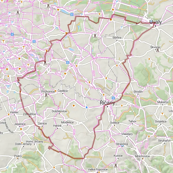 Miniatura mapy "Przejażdżka rowerowa do Milíčovský vrch" - trasy rowerowej w Střední Čechy, Czech Republic. Wygenerowane przez planer tras rowerowych Tarmacs.app