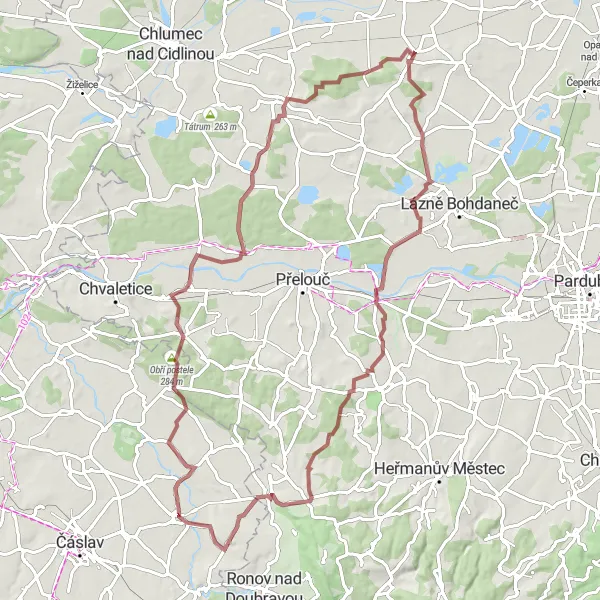 Map miniature of "Gravel Expedition to Zaříčany" cycling inspiration in Střední Čechy, Czech Republic. Generated by Tarmacs.app cycling route planner
