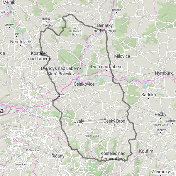 Karten-Miniaturansicht der Radinspiration "Malersiche Radtour durch die Region Střední Čechy" in Střední Čechy, Czech Republic. Erstellt vom Tarmacs.app-Routenplaner für Radtouren