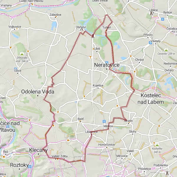 Miniatura mapy "Przejażdżka po okolicach Zdiby na szutrowym szlaku" - trasy rowerowej w Střední Čechy, Czech Republic. Wygenerowane przez planer tras rowerowych Tarmacs.app
