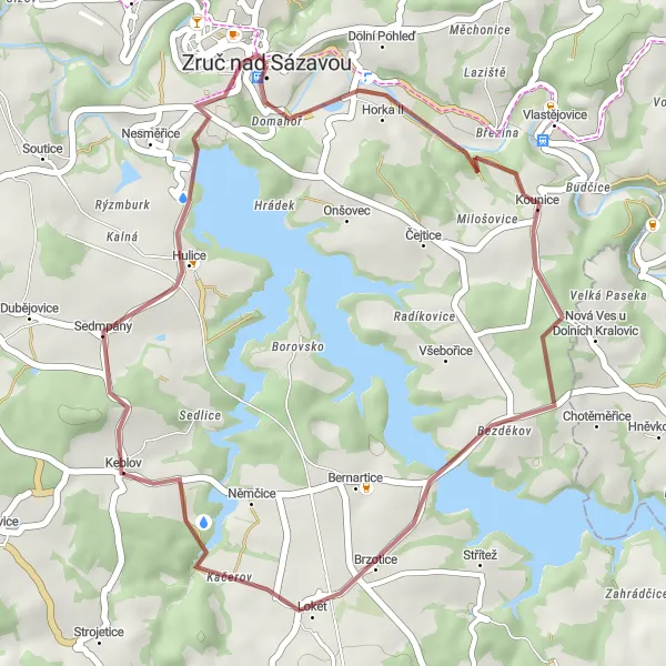 Mapa miniatúra "Zruč nad Sázavou - Zámek Zruč nad Sázavou" cyklistická inšpirácia v Střední Čechy, Czech Republic. Vygenerované cyklistickým plánovačom trás Tarmacs.app