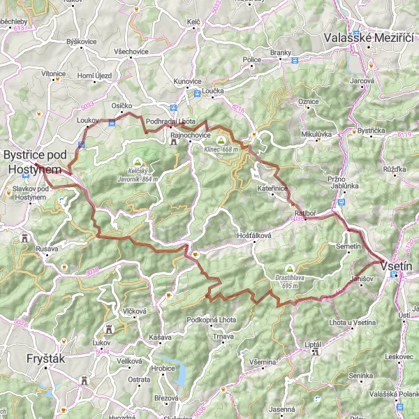 Mapa miniatúra "Zelená púť pod Radhoštěm" cyklistická inšpirácia v Střední Morava, Czech Republic. Vygenerované cyklistickým plánovačom trás Tarmacs.app