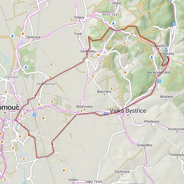 Map miniature of "Nature Escape" cycling inspiration in Střední Morava, Czech Republic. Generated by Tarmacs.app cycling route planner