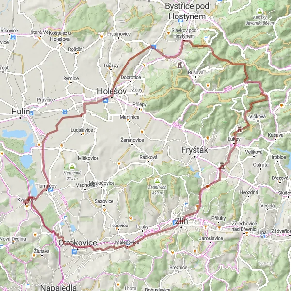Miniatura mapy "Trasa Gravelowa do Zámek Lešná" - trasy rowerowej w Střední Morava, Czech Republic. Wygenerowane przez planer tras rowerowych Tarmacs.app