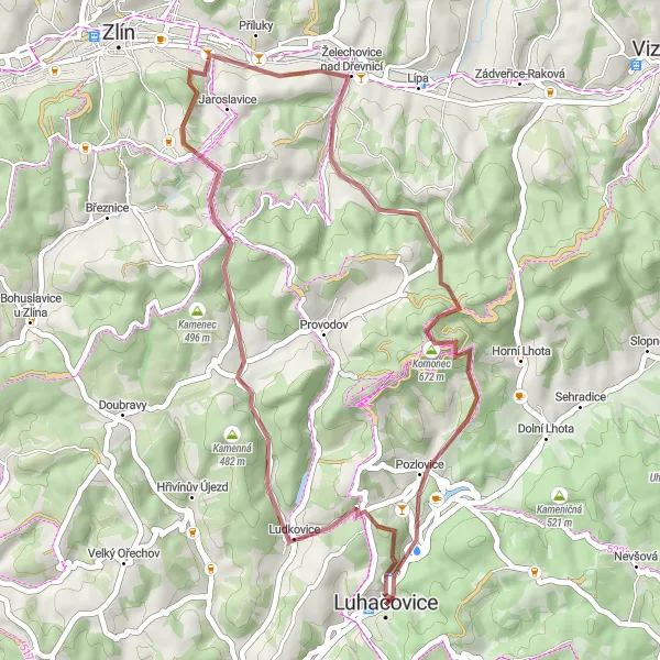 Karten-Miniaturansicht der Radinspiration "Landschaftliche Schönheit von Südmähren" in Střední Morava, Czech Republic. Erstellt vom Tarmacs.app-Routenplaner für Radtouren