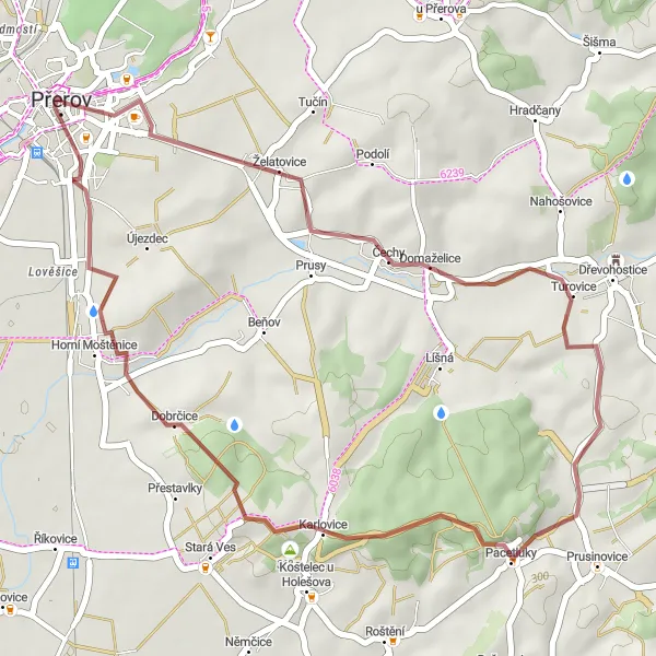 Miniatura mapy "Trasa rowerowa przez Želatovice i Dobrčice" - trasy rowerowej w Střední Morava, Czech Republic. Wygenerowane przez planer tras rowerowych Tarmacs.app