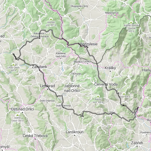 Miniatura mapy "Trasa z Ruda nad Moravou do Czech Republic" - trasy rowerowej w Střední Morava, Czech Republic. Wygenerowane przez planer tras rowerowych Tarmacs.app