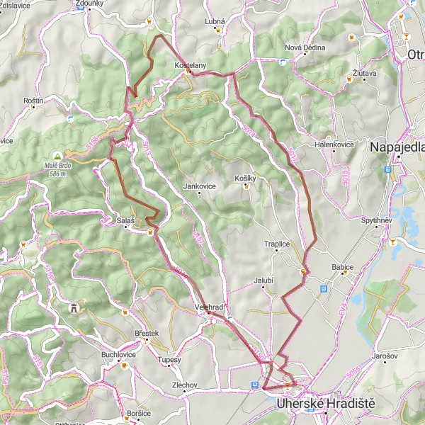 Miniatura mapy "Pętla rowerowa zaczynająca się blisko Staré Město" - trasy rowerowej w Střední Morava, Czech Republic. Wygenerowane przez planer tras rowerowych Tarmacs.app