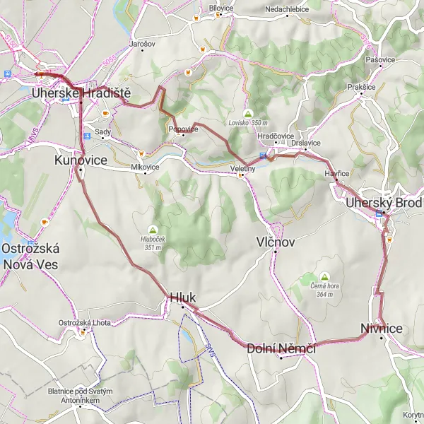 Miniatura mapy "Trasa Szutrowa Rybárny" - trasy rowerowej w Střední Morava, Czech Republic. Wygenerowane przez planer tras rowerowych Tarmacs.app