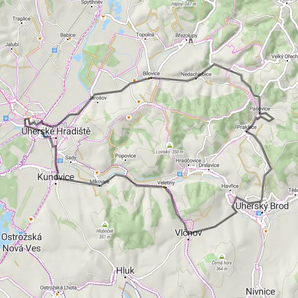 Miniatura mapy "Wędrówka rowerem po Střední Moravie" - trasy rowerowej w Střední Morava, Czech Republic. Wygenerowane przez planer tras rowerowych Tarmacs.app