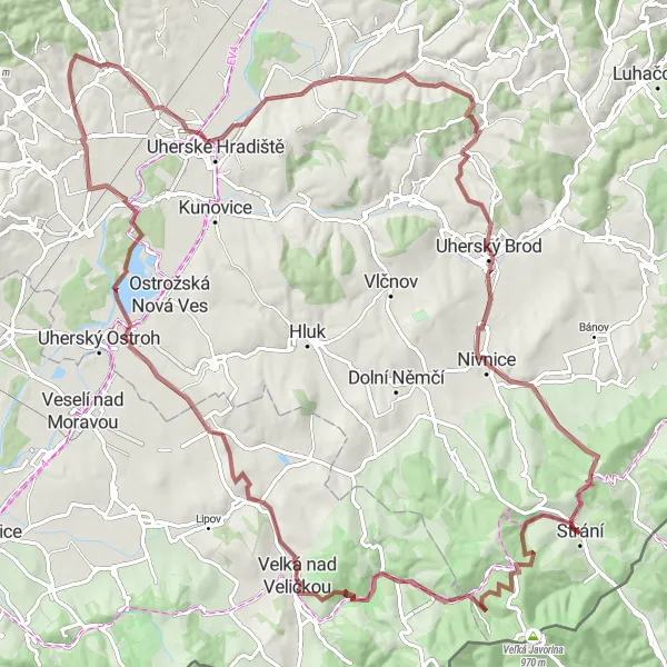 Miniatura mapy "Przejażdżka z Korytňanską rozhledna do Nivnice" - trasy rowerowej w Střední Morava, Czech Republic. Wygenerowane przez planer tras rowerowych Tarmacs.app