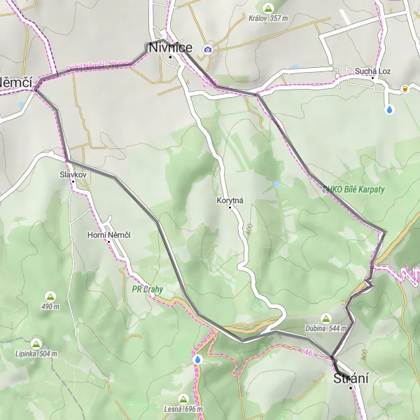 Map miniature of "Dubník Loop Road" cycling inspiration in Střední Morava, Czech Republic. Generated by Tarmacs.app cycling route planner