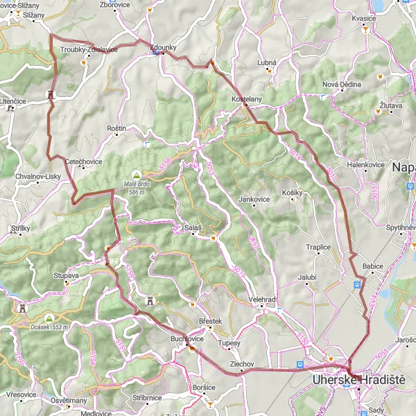 Miniatura mapy "Wyprawa gravelowa do Staré Hutě i Rybárn" - trasy rowerowej w Střední Morava, Czech Republic. Wygenerowane przez planer tras rowerowych Tarmacs.app