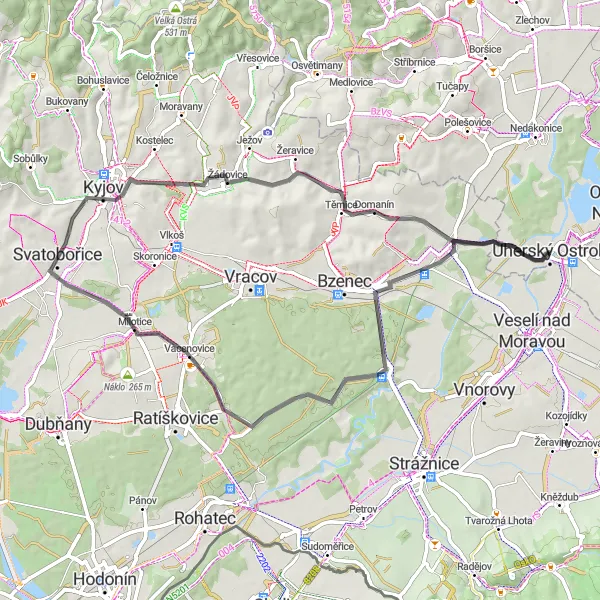 Miniaturní mapa "Kolem Vacenovic" inspirace pro cyklisty v oblasti Střední Morava, Czech Republic. Vytvořeno pomocí plánovače tras Tarmacs.app