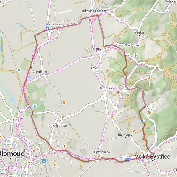 Miniaturní mapa "Gravel Pavlovičky Exploration" inspirace pro cyklisty v oblasti Střední Morava, Czech Republic. Vytvořeno pomocí plánovače tras Tarmacs.app