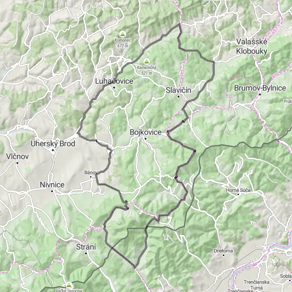 Miniatura mapy "Trasa szosowa w okolicach Vlachovice" - trasy rowerowej w Střední Morava, Czech Republic. Wygenerowane przez planer tras rowerowych Tarmacs.app
