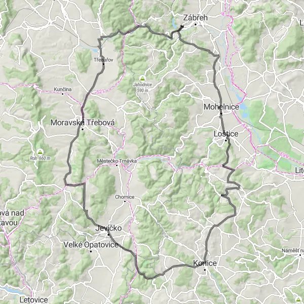 Miniatura mapy "Rowerowa wyprawa do Arnoštovský vrch" - trasy rowerowej w Střední Morava, Czech Republic. Wygenerowane przez planer tras rowerowych Tarmacs.app