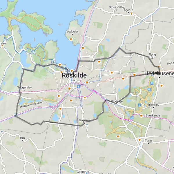 Map miniature of "Hedehusene Road Ride" cycling inspiration in Hovedstaden, Denmark. Generated by Tarmacs.app cycling route planner