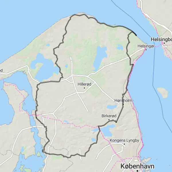 Map miniature of "Northern Heritage" cycling inspiration in Hovedstaden, Denmark. Generated by Tarmacs.app cycling route planner