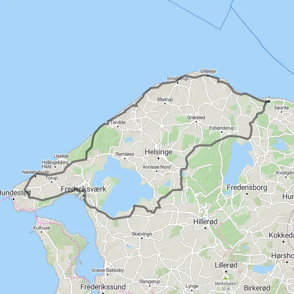 Miniaturekort af cykelinspirationen "Kørevenlig rute til Gilleleje" i Hovedstaden, Denmark. Genereret af Tarmacs.app cykelruteplanlægger