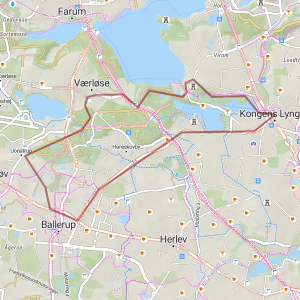 Map miniature of "Ballerup Adventure" cycling inspiration in Hovedstaden, Denmark. Generated by Tarmacs.app cycling route planner
