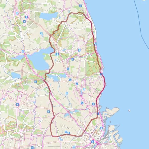 Map miniature of "Gravel Excursion: Islev Loop" cycling inspiration in Hovedstaden, Denmark. Generated by Tarmacs.app cycling route planner