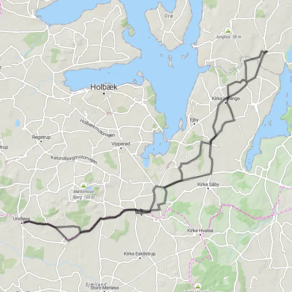 Map miniature of "Hyllinge Panorama" cycling inspiration in Hovedstaden, Denmark. Generated by Tarmacs.app cycling route planner