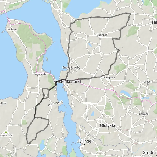 Map miniature of "Græse Hills" cycling inspiration in Hovedstaden, Denmark. Generated by Tarmacs.app cycling route planner