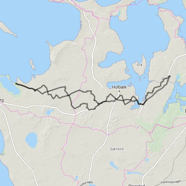 Map miniature of "Regstrup Loop" cycling inspiration in Hovedstaden, Denmark. Generated by Tarmacs.app cycling route planner
