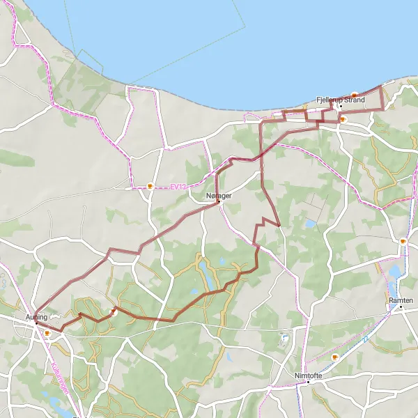 Map miniature of "Gravel Scenic Cycling Route" cycling inspiration in Midtjylland, Denmark. Generated by Tarmacs.app cycling route planner