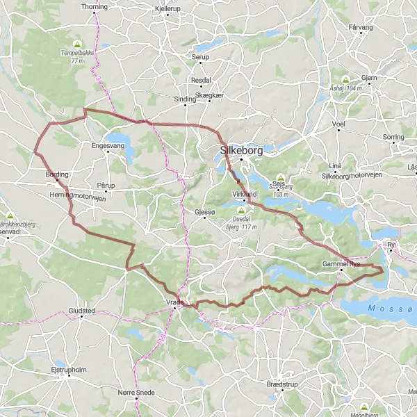 Map miniature of "Ultimate Adventure through Majestic Forests and Hills" cycling inspiration in Midtjylland, Denmark. Generated by Tarmacs.app cycling route planner