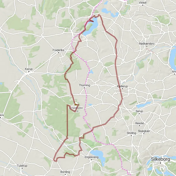 Map miniature of "Gravel Cycling Adventure with Scenic Views" cycling inspiration in Midtjylland, Denmark. Generated by Tarmacs.app cycling route planner