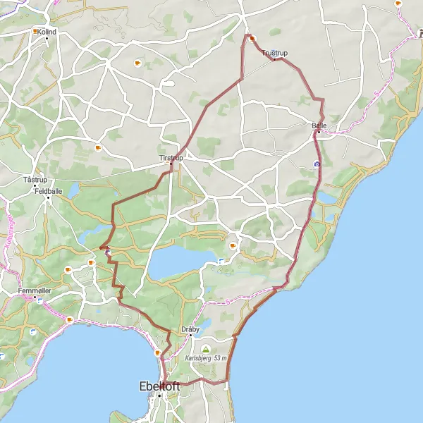 Map miniature of "Stolpehøj Loop" cycling inspiration in Midtjylland, Denmark. Generated by Tarmacs.app cycling route planner