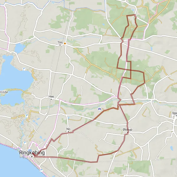 Map miniature of "Through the Heart of Midtjylland Gravel Adventure" cycling inspiration in Midtjylland, Denmark. Generated by Tarmacs.app cycling route planner