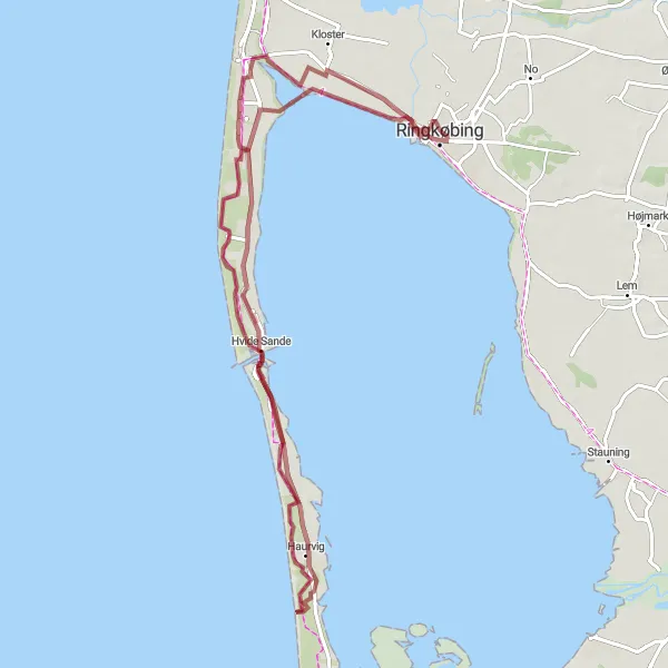 Map miniature of "Gravel Adventure" cycling inspiration in Midtjylland, Denmark. Generated by Tarmacs.app cycling route planner