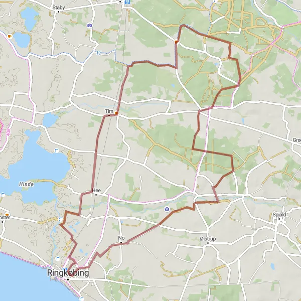 Map miniature of "Natural Wonders" cycling inspiration in Midtjylland, Denmark. Generated by Tarmacs.app cycling route planner