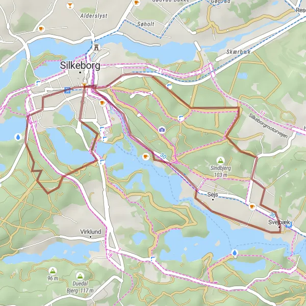 Map miniature of "Leisurely Gravel Ride" cycling inspiration in Midtjylland, Denmark. Generated by Tarmacs.app cycling route planner