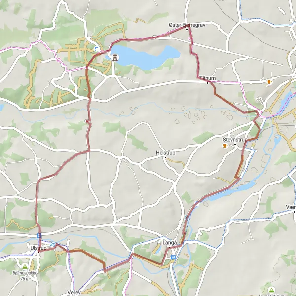 Map miniature of "Ulstrup-Fussingø Gravel Adventure" cycling inspiration in Midtjylland, Denmark. Generated by Tarmacs.app cycling route planner