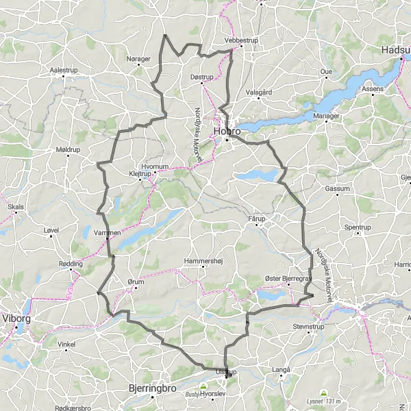 Map miniature of "Ulstrup - Epic Gravel Adventure" cycling inspiration in Midtjylland, Denmark. Generated by Tarmacs.app cycling route planner