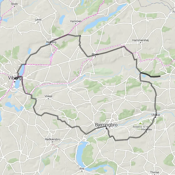 Map miniature of "Foulum Adventure" cycling inspiration in Midtjylland, Denmark. Generated by Tarmacs.app cycling route planner