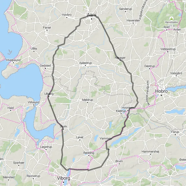 Map miniature of "Aars to Morum Road Cycling Tour" cycling inspiration in Nordjylland, Denmark. Generated by Tarmacs.app cycling route planner