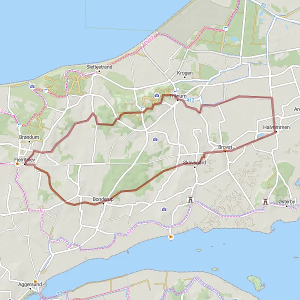 Map miniature of "Rural Gravel Journey" cycling inspiration in Nordjylland, Denmark. Generated by Tarmacs.app cycling route planner