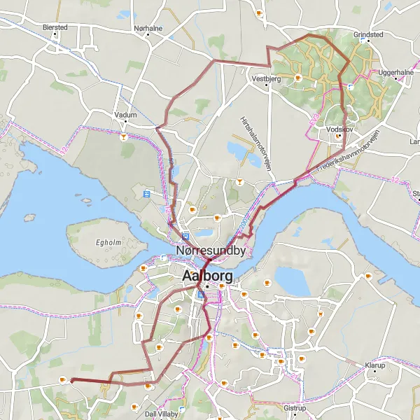 Map miniature of "The Hasseris Loop" cycling inspiration in Nordjylland, Denmark. Generated by Tarmacs.app cycling route planner