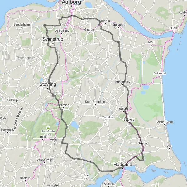 Map miniature of "Skelund Loop Route" cycling inspiration in Nordjylland, Denmark. Generated by Tarmacs.app cycling route planner