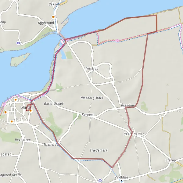 Map miniature of "Gravel Wilderness" cycling inspiration in Nordjylland, Denmark. Generated by Tarmacs.app cycling route planner