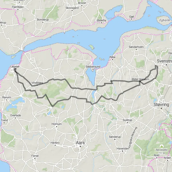 Map miniature of "Hillside Adventure" cycling inspiration in Nordjylland, Denmark. Generated by Tarmacs.app cycling route planner