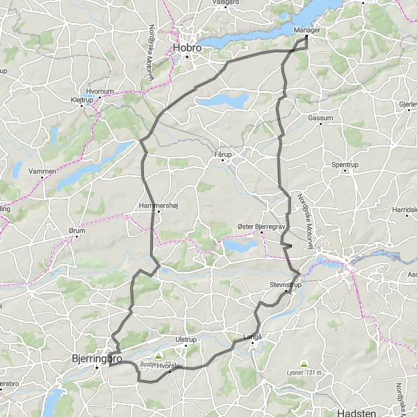 Map miniature of "Mariager Loop" cycling inspiration in Nordjylland, Denmark. Generated by Tarmacs.app cycling route planner