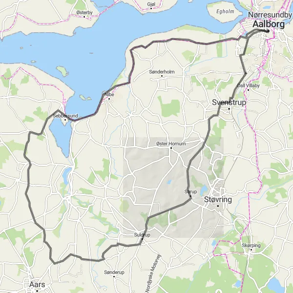 Map miniature of "Panoramic Ride" cycling inspiration in Nordjylland, Denmark. Generated by Tarmacs.app cycling route planner