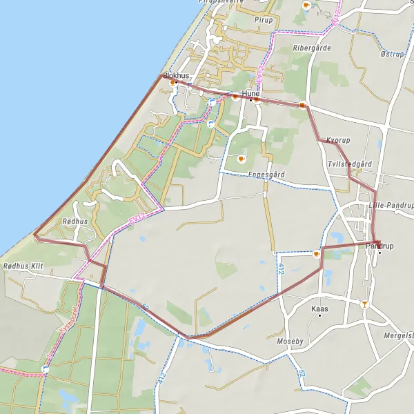 Map miniature of "Nature Discovery" cycling inspiration in Nordjylland, Denmark. Generated by Tarmacs.app cycling route planner